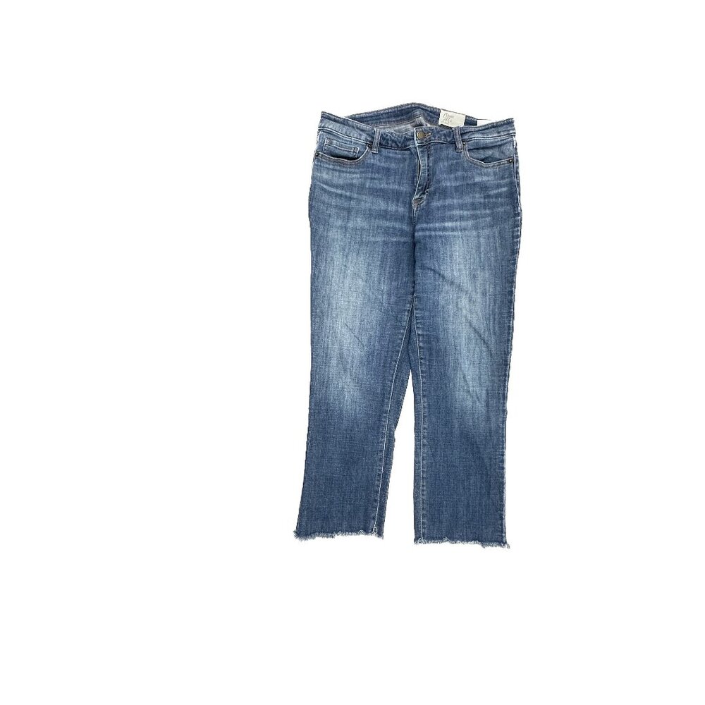 Cosmic Blue Love Raw Hem‎ Crop Womens' size 31 Dark Wash Blue Denim Jeans